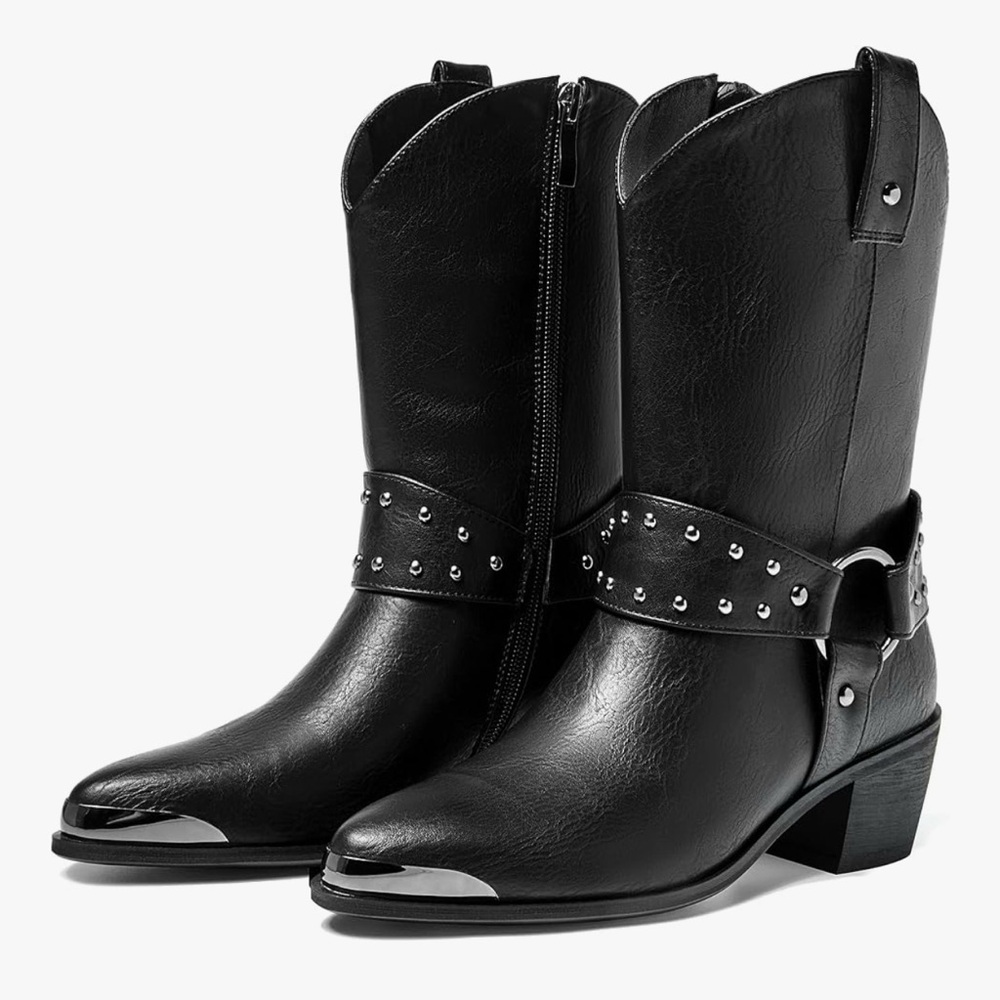 Black Western Harness Boots – Metal Toe – Size X – New (No Box)